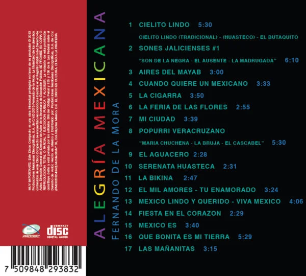 Fernando de La Mora - Alegría Mexicana CD (Limitado a ciertas existencias) - Imagen 2